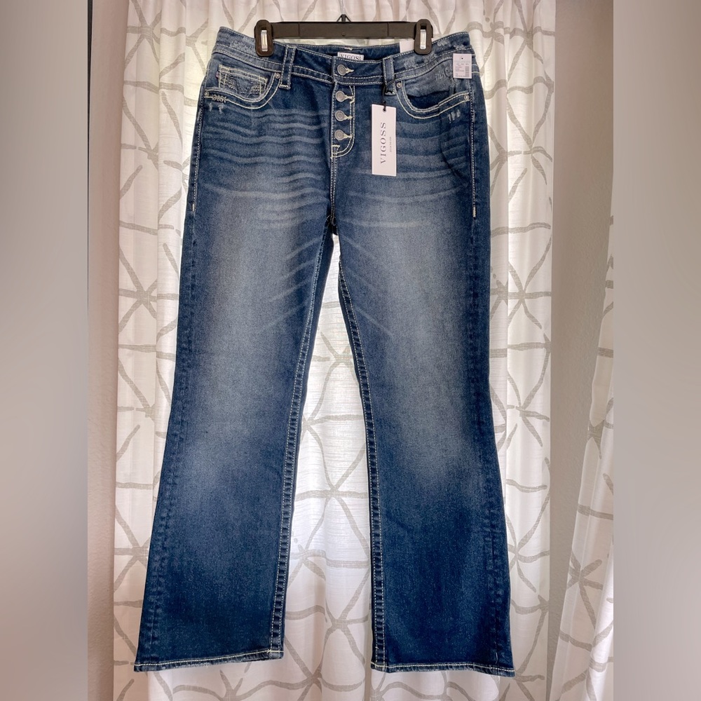 VIGOSS slim boot heritage fit mid-rise denim jeans size 14/32 NWT